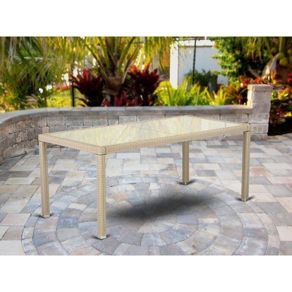 East West Furniture Luneburg Outdoor-furniture Wicker Patio Table - Cream HLUTG53V